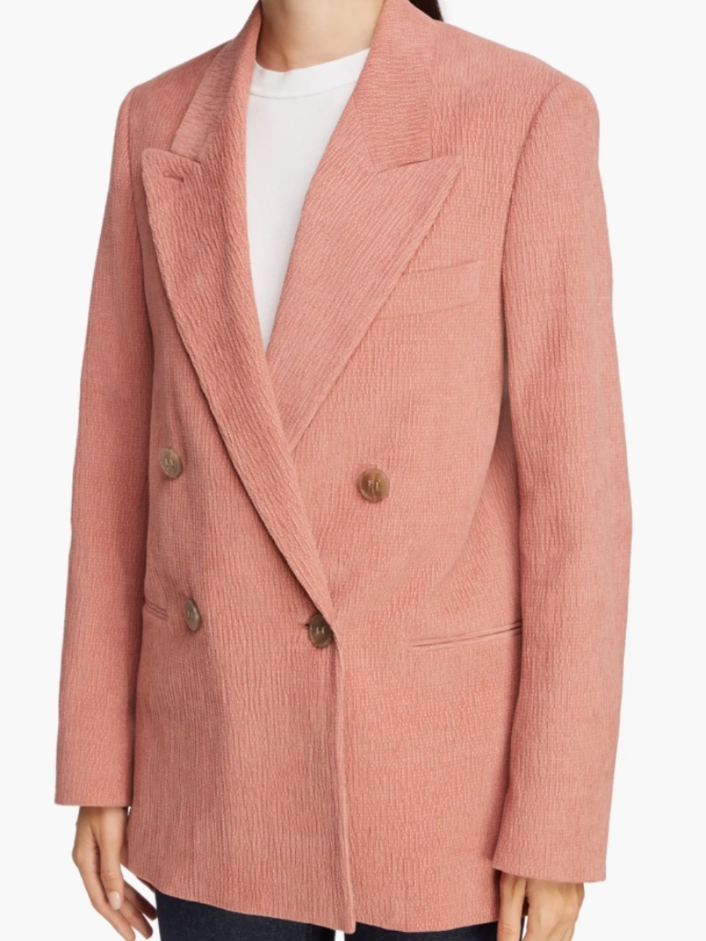 Acne Studios Pink Textured Double Breasted Blazer Jacket Size 36/US 4 Jara Rose